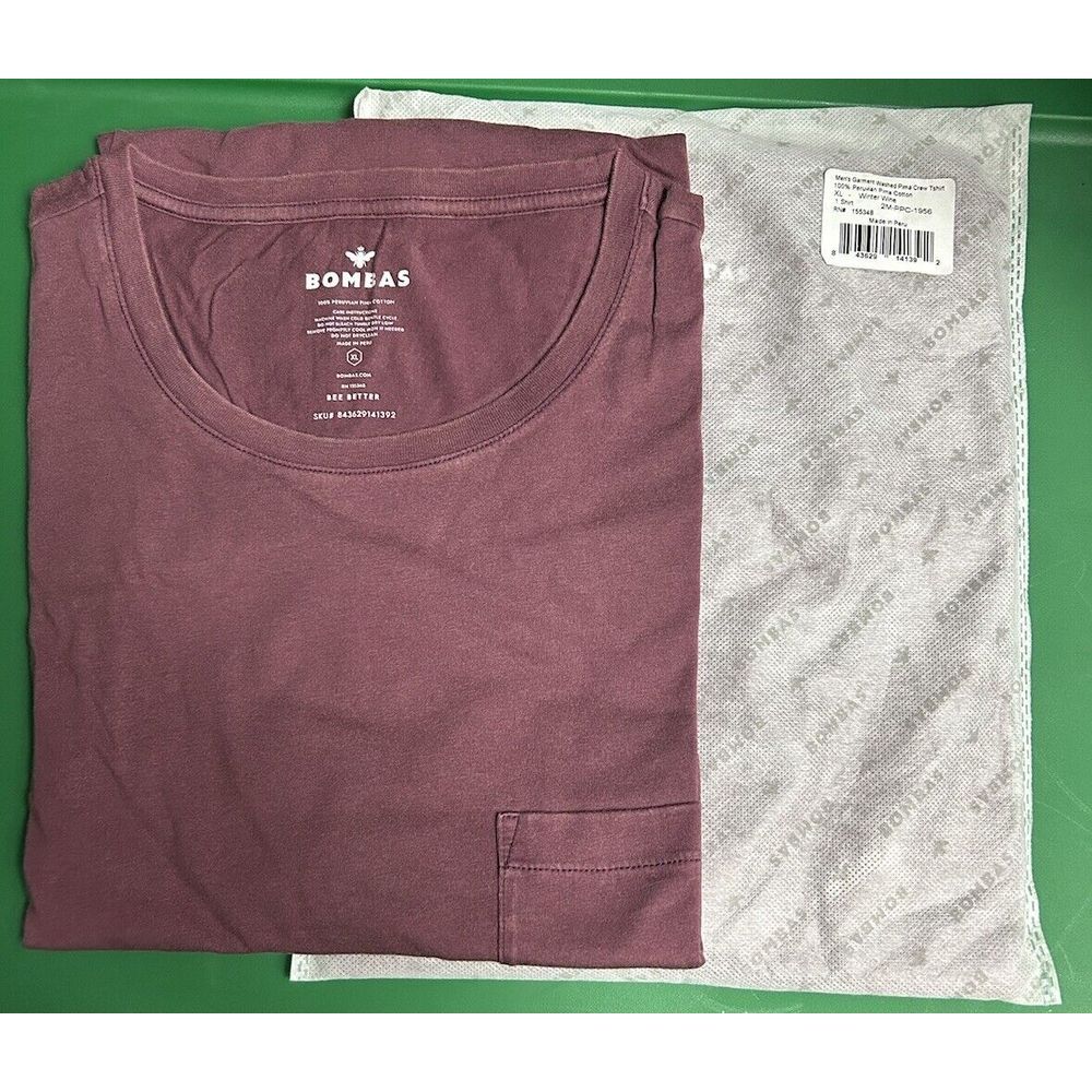 Bombas Bee Better Pocket T-Shirt Crew Neck Lot Of 2 Wine  Pima Cotton XL
